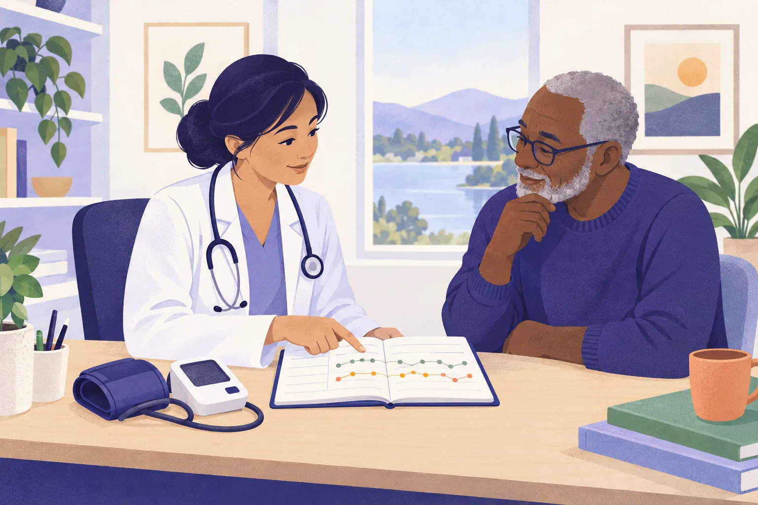 Illustration: Hypertension Stage 1 (140–159 / 90–99): What to Do