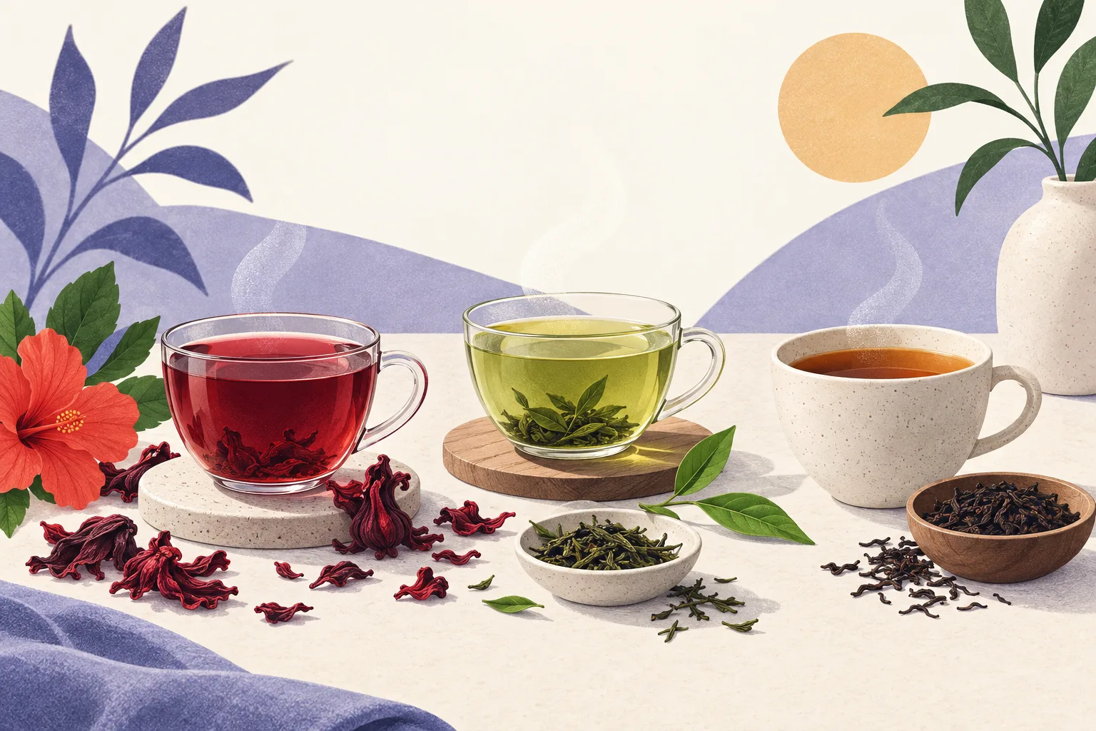 Illustration: Which Tea Lowers Blood Pressure? Hibiscus & More