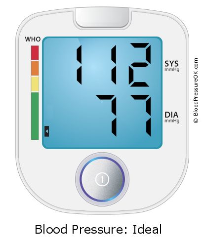 Pressão de enchimento 112 sobre 77 no monitor de pressão arterial