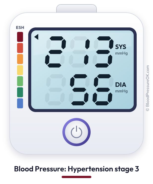 Blood pressure 213 over 56 on the blood pressure monitor