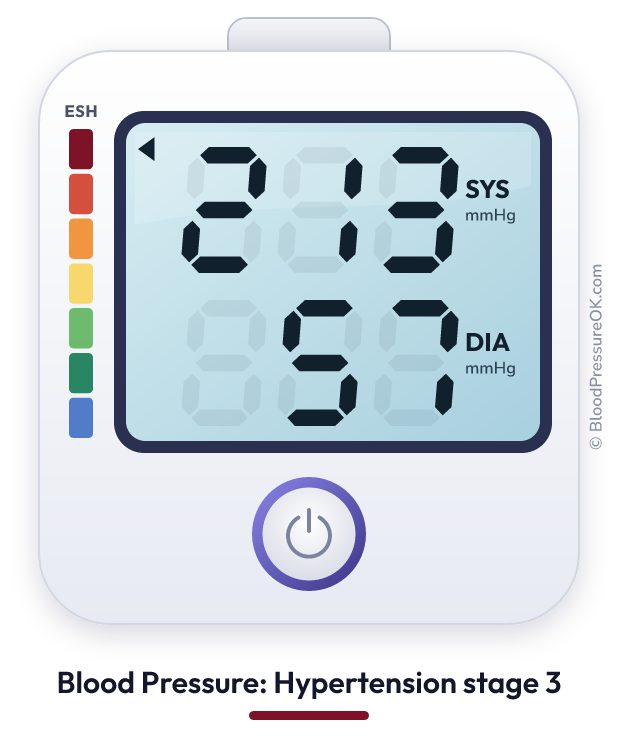 Blood pressure 213 over 57 on the blood pressure monitor