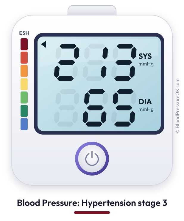 Blood pressure 213 over 65 on the blood pressure monitor