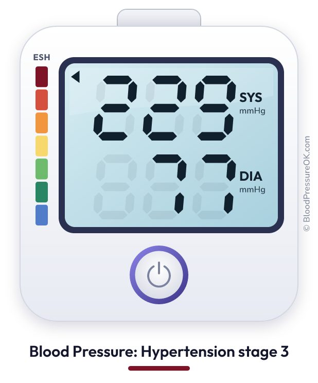 Blood pressure 229 over 77 on the blood pressure monitor