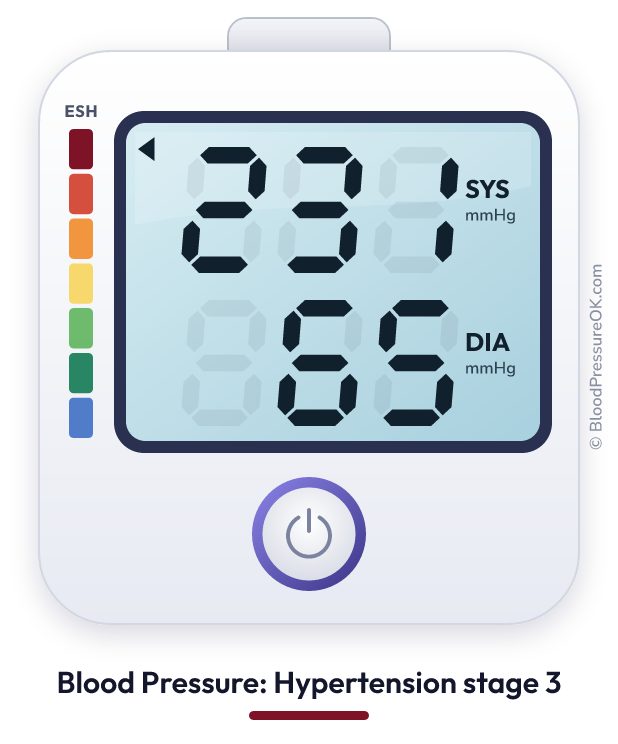 Blood pressure 231 over 65 on the blood pressure monitor