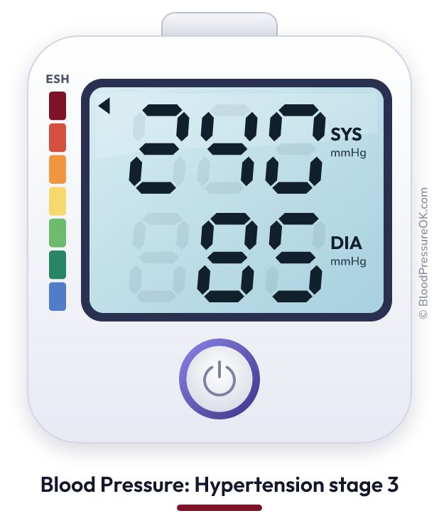 Blood pressure 240 over 85 on the blood pressure monitor