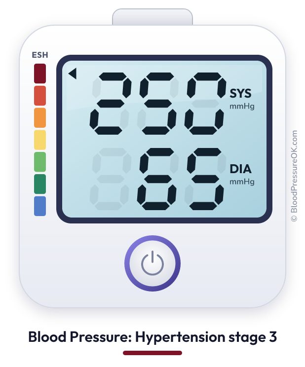 Blood pressure 250 over 65 on the blood pressure monitor