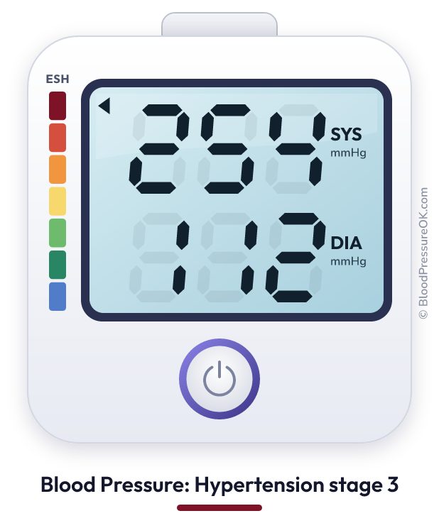 Blood pressure 254 over 112 on the blood pressure monitor