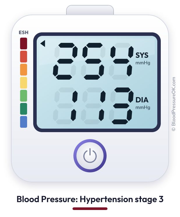 Blood pressure 254 over 113 on the blood pressure monitor