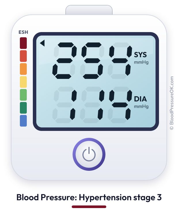 Blood pressure 254 over 114 on the blood pressure monitor
