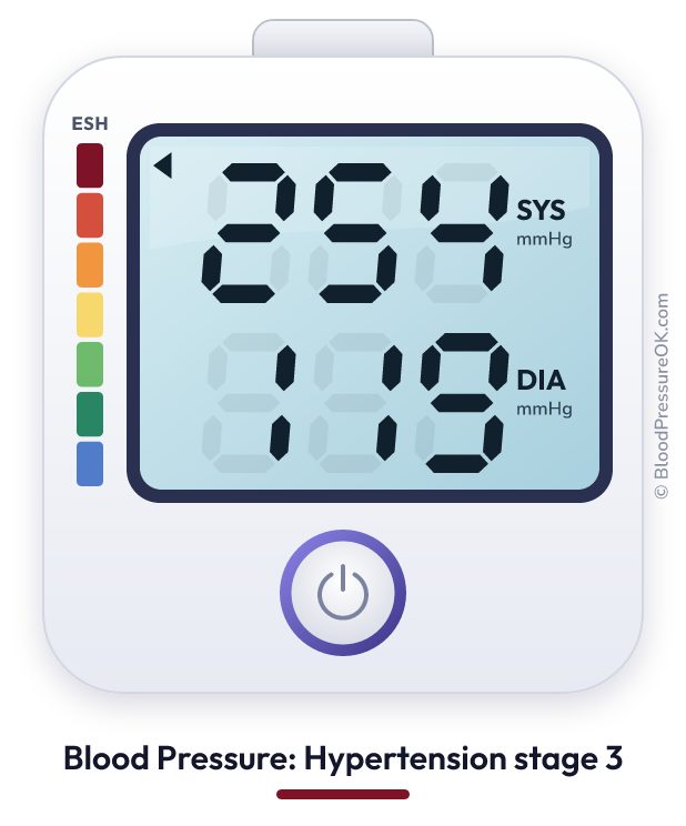 Blood pressure 254 over 119 on the blood pressure monitor