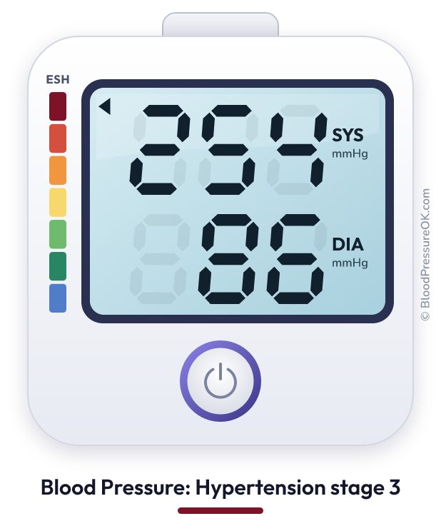 Blood pressure 254 over 86 on the blood pressure monitor