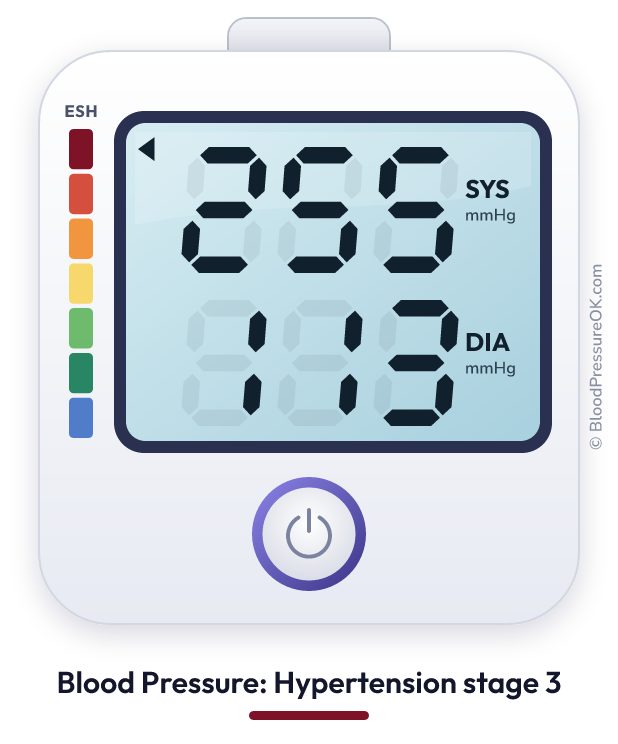 Blood pressure 255 over 113 on the blood pressure monitor