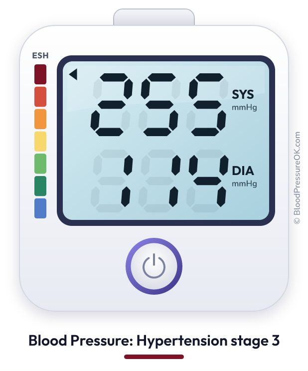 Blood pressure 255 over 114 on the blood pressure monitor