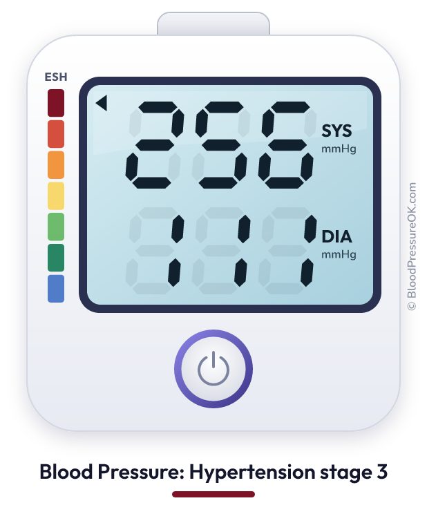 Blood pressure 256 over 111 on the blood pressure monitor