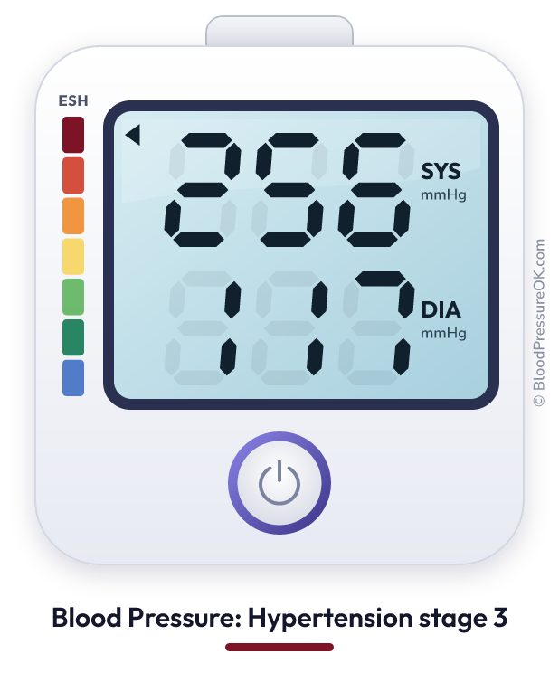 Blood pressure 256 over 117 on the blood pressure monitor