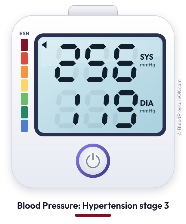 Blood pressure 256 over 119 on the blood pressure monitor