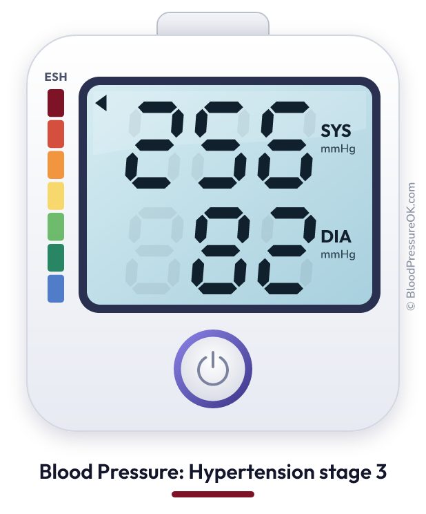 Blood pressure 256 over 82 on the blood pressure monitor