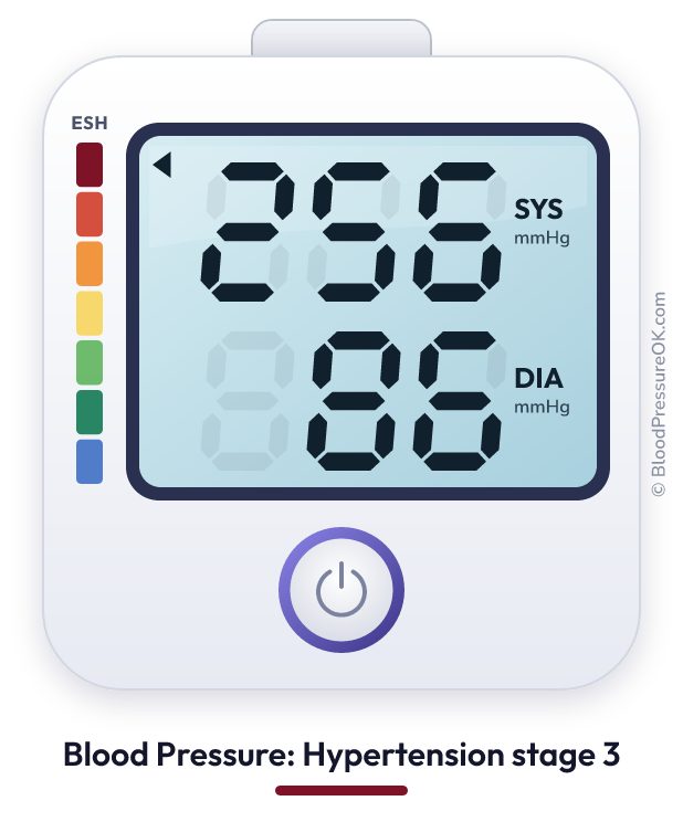 Blood pressure 256 over 86 on the blood pressure monitor