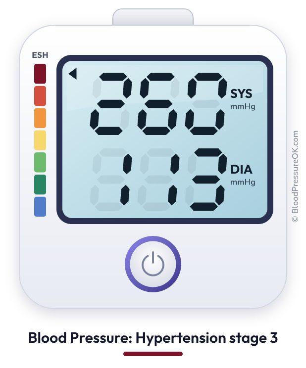 Blood pressure 260 over 113 on the blood pressure monitor