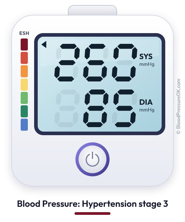 Blood pressure 260 over 85 on the blood pressure monitor