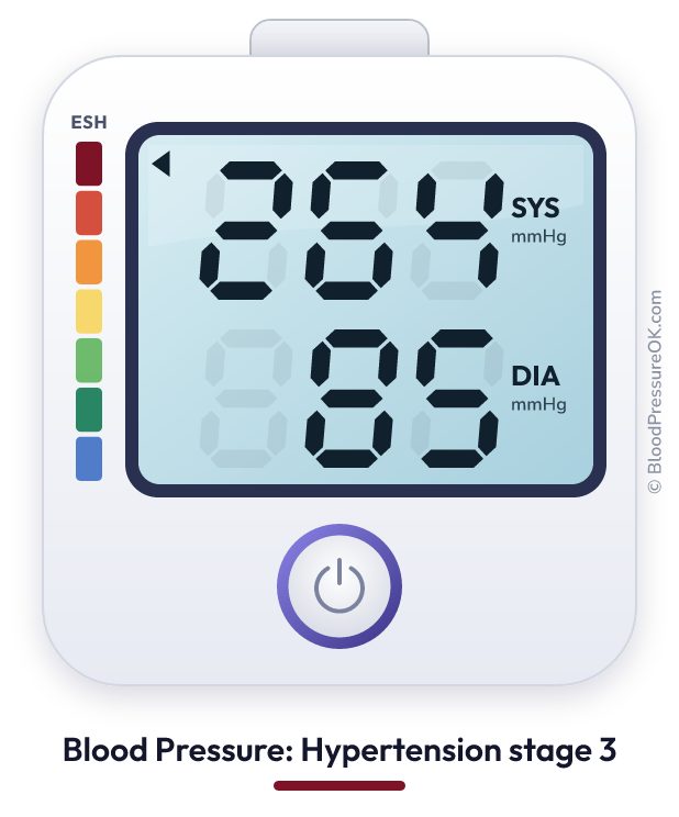 Blood pressure 264 over 85 on the blood pressure monitor