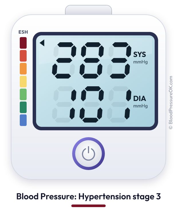 Blood pressure 283 over 101 on the blood pressure monitor