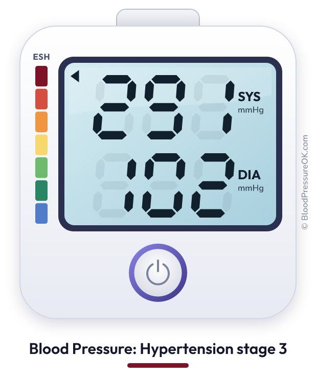 Blood pressure 291 over 102 on the blood pressure monitor