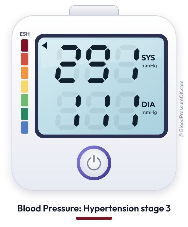 Blood pressure 291 over 111 on the blood pressure monitor