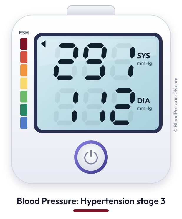 Blood pressure 291 over 112 on the blood pressure monitor