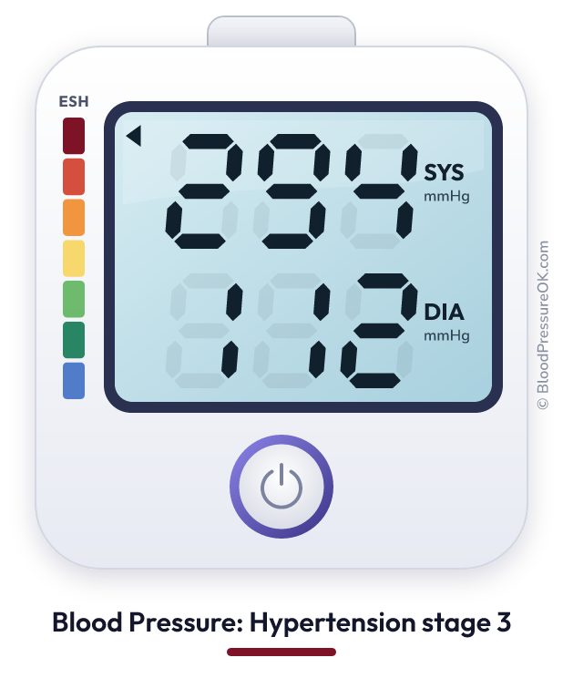 Blood pressure 294 over 112 on the blood pressure monitor