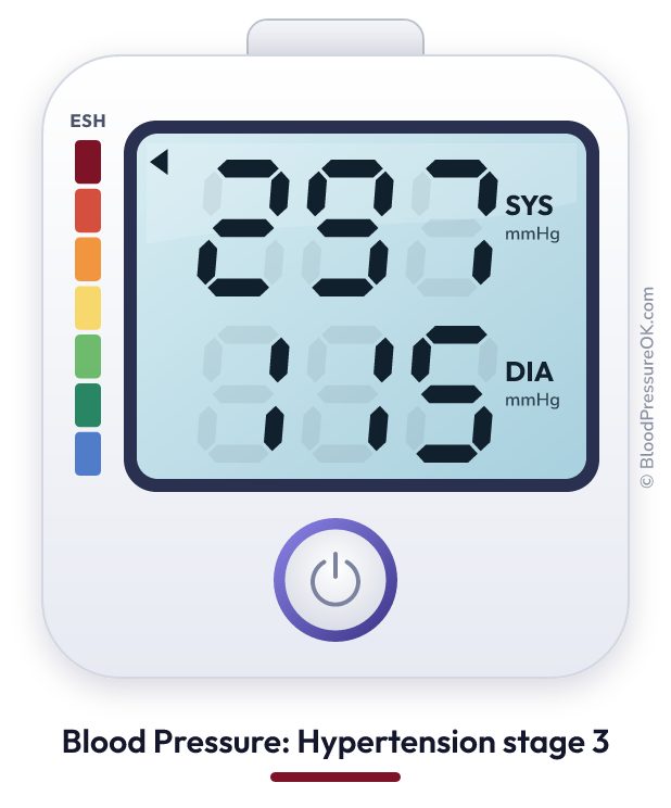 Blood pressure 297 over 115 on the blood pressure monitor